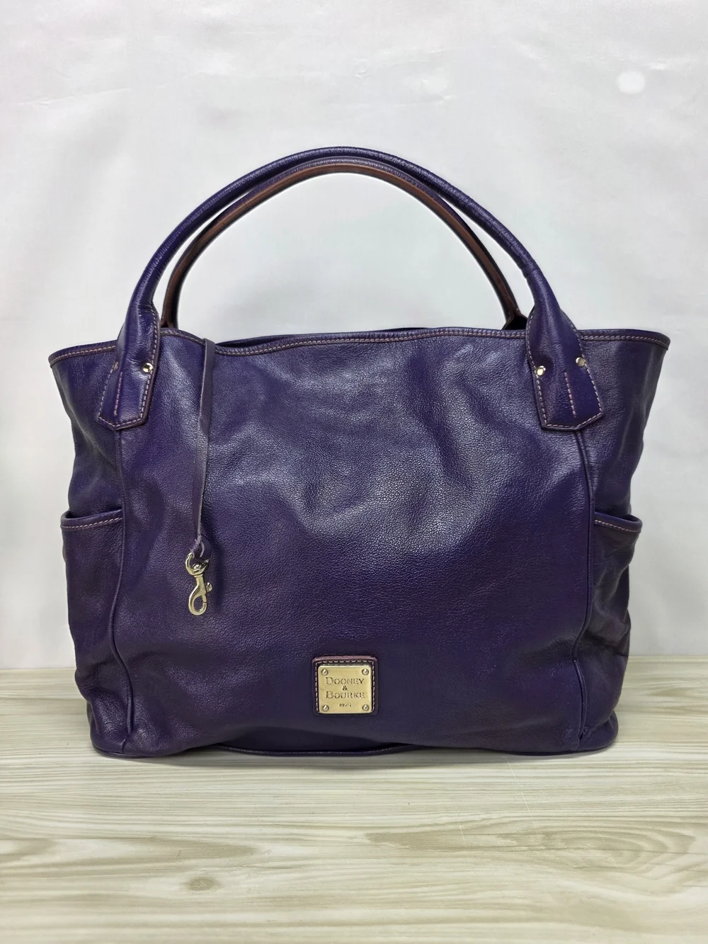 Dooney & Bourke Purple Leather Tote Bag